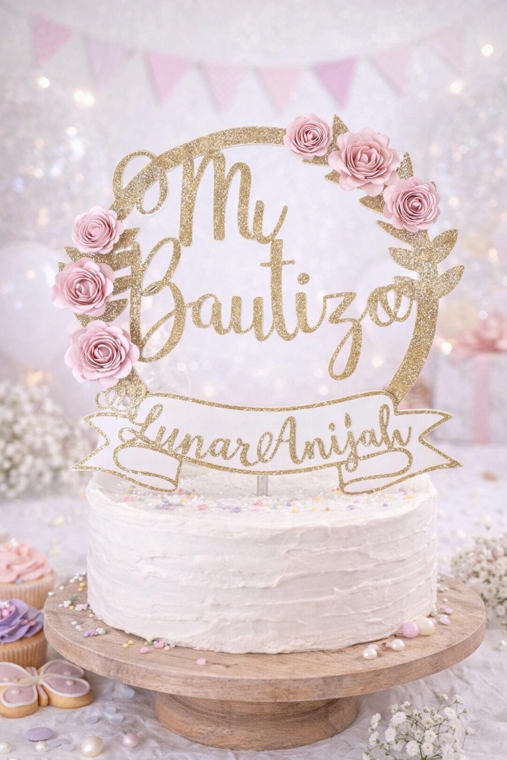 Mi Bautizo Cake Topper – Baptism Cake Topper – Personalized Baptism Decor – Bautizo Decoration – Spanish Baptism