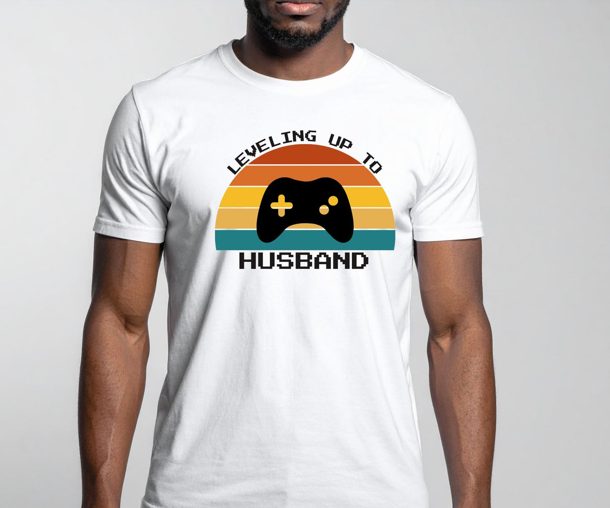 Leveling Up to Husband Shirt – Gamer Husband Gift, Retro Video Game Tee for Men, Wedding Gift for Groom, Father’s Day Gaming Shirt
