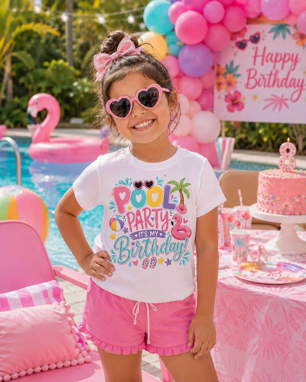 Pool Party Birthday Shirt | Girls Summer Birthday Shirt | Tropical Pool Party Tee | Birthday Girl Outfit | Beach Birthday Shirt