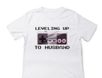 Leveling Up to Husband Shirt, Groom Video Game Shirt, Gamer Bachelor Party Tee, Engagement Party Shirt for Groom, Wedding Gaming Theme