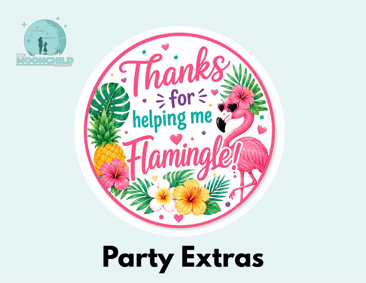 Let's Flamingle Cupcake Toppers, Favor Tags & Stickers | Flamingo Birthday Party Decor | Tropical Party Favors | Dessert Table Decorations