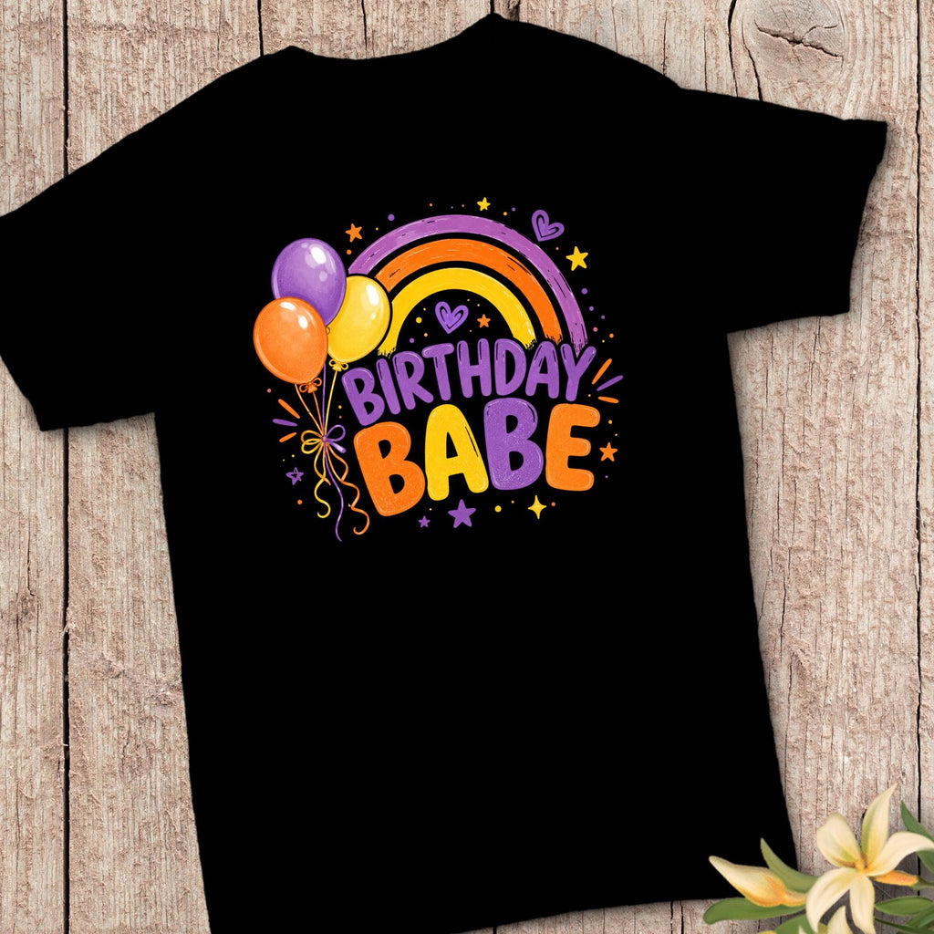 Birthday Babe Shirt | Rainbow Birthday Girl Shirt | Colorful Birthday Party Tee | Matching Cake Topper Available | Girls Birthday Outfit