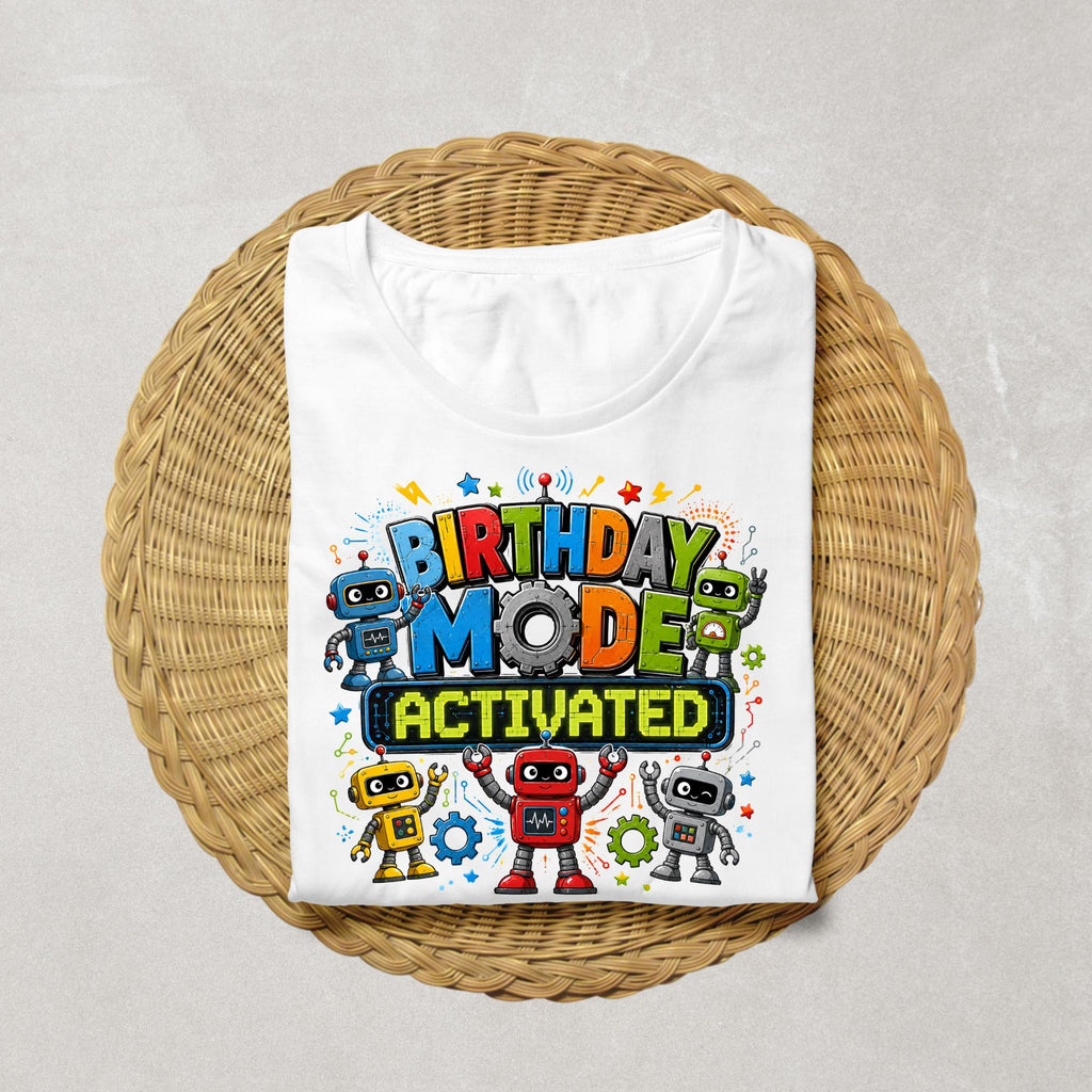 Robot Birthday Shirt for Boys, Birthday Mode Activated Shirt, Robot Birthday Party Outfit, Kids Birthday Tee, Science Tech Birthday Shirt