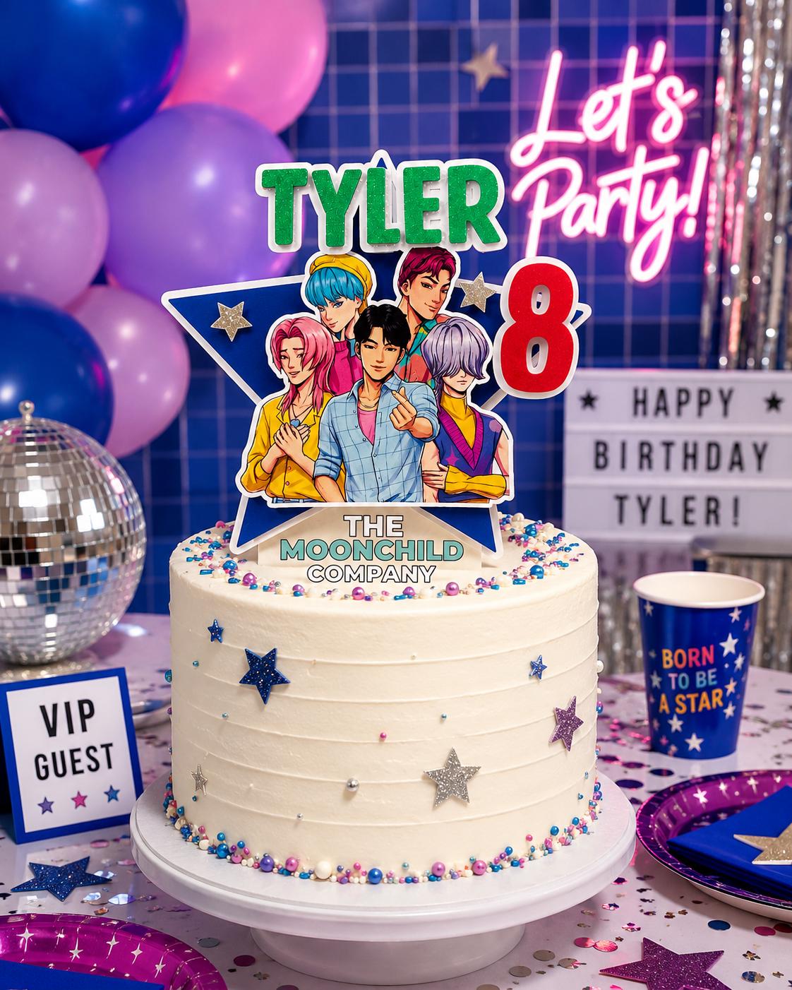 Custom Boy Band Birthday Cake Topper | Personalized Name & Age Cake Topper | Pop Star Birthday Party Decor | 3D Layered Cake Topper