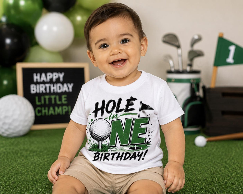 Hole in One Birthday Shirt | First Birthday Golf Shirt | Golf 1st Birthday Outfit | Golf Theme Birthday Shirt | Birthday Boy Tee