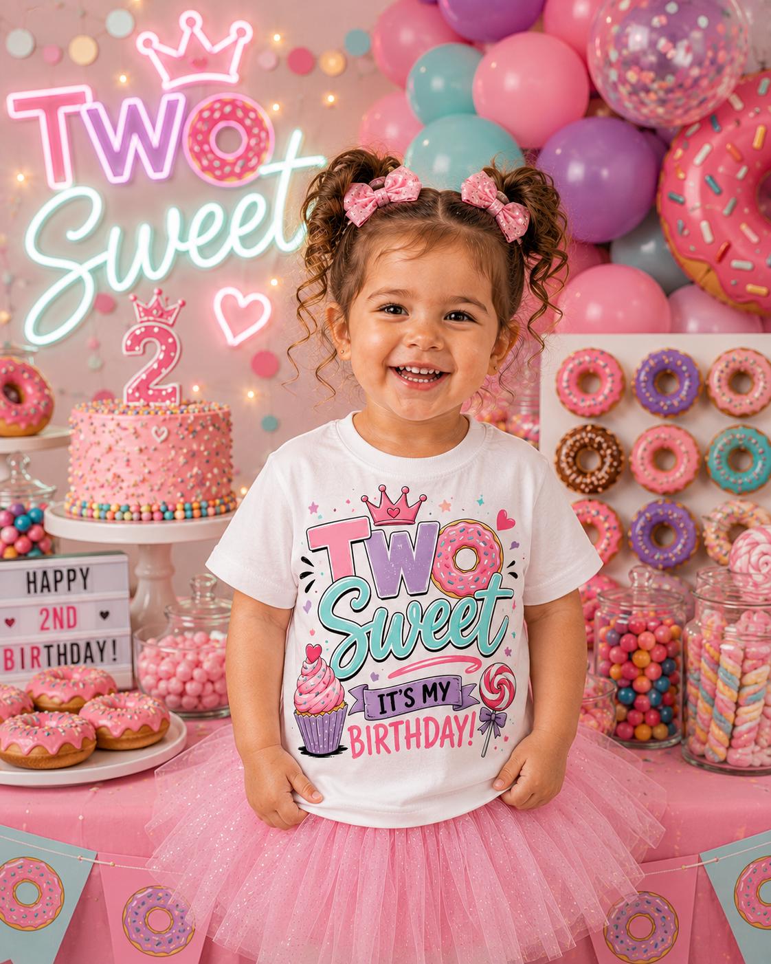 Two Sweet Birthday Shirt | 2nd Birthday Girl Shirt | Donut Birthday Outfit | Candy Birthday Tee | Sweet Second Birthday Shirt
