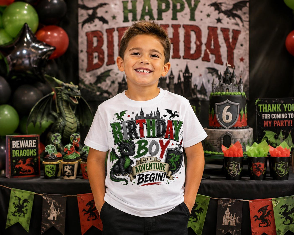 Dragon Birthday Boy Shirt | Dragon Birthday Shirt | Fantasy Birthday Outfit | Medieval Birthday Tee | Castle Dragon Birthday Party Shirt