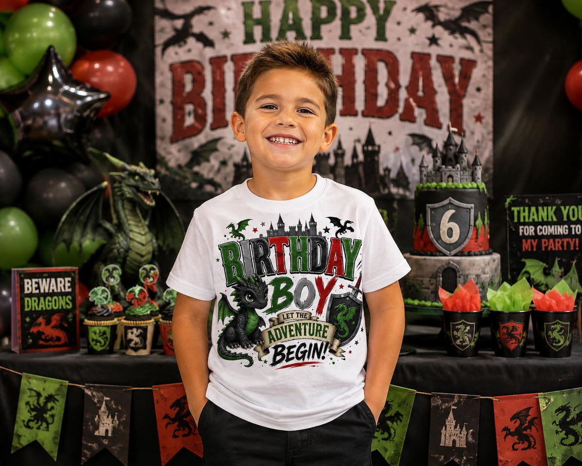 Dragon Birthday Boy Shirt | Dragon Birthday Shirt | Fantasy Birthday Outfit | Medieval Birthday Tee | Castle Dragon Birthday Party Shirt
