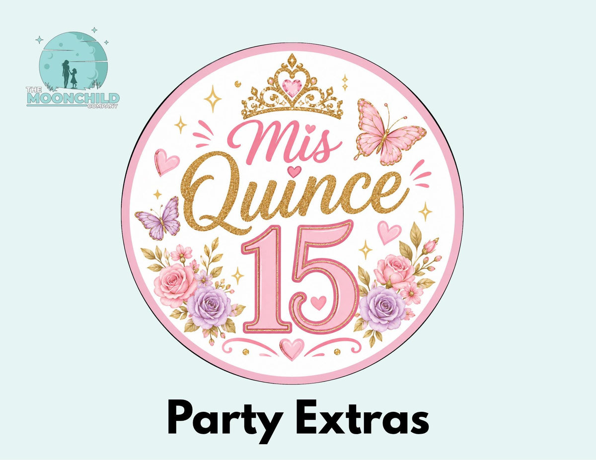 Mis Quince Cupcake Toppers, Favor Tags & Stickers | Personalized Quinceañera Party Decor | Sweet 15 Party Favors | Dessert Table Decorations