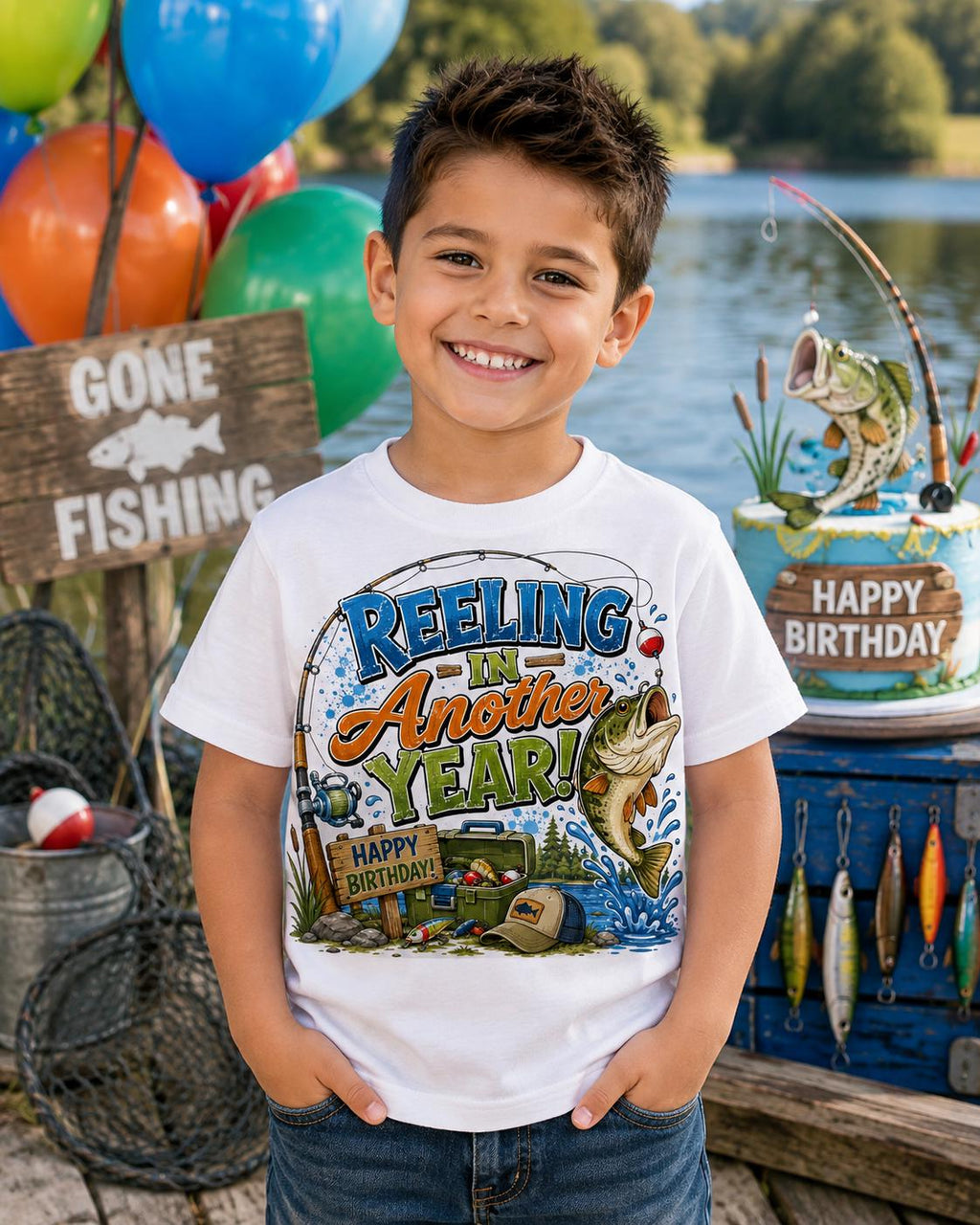 Fishing Birthday Shirt for Boys, Reeling in Another Year Shirt, Fishing Birthday Party Outfit, Kids Fishing Shirt, Fisherman Birthday Tee
