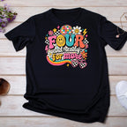 Four and Ready for More Shirt, 4th Birthday Girl Shirt, Retro Birthday Shirt, Groovy 4th Birthday Outfit, Four Birthday Girl Tee