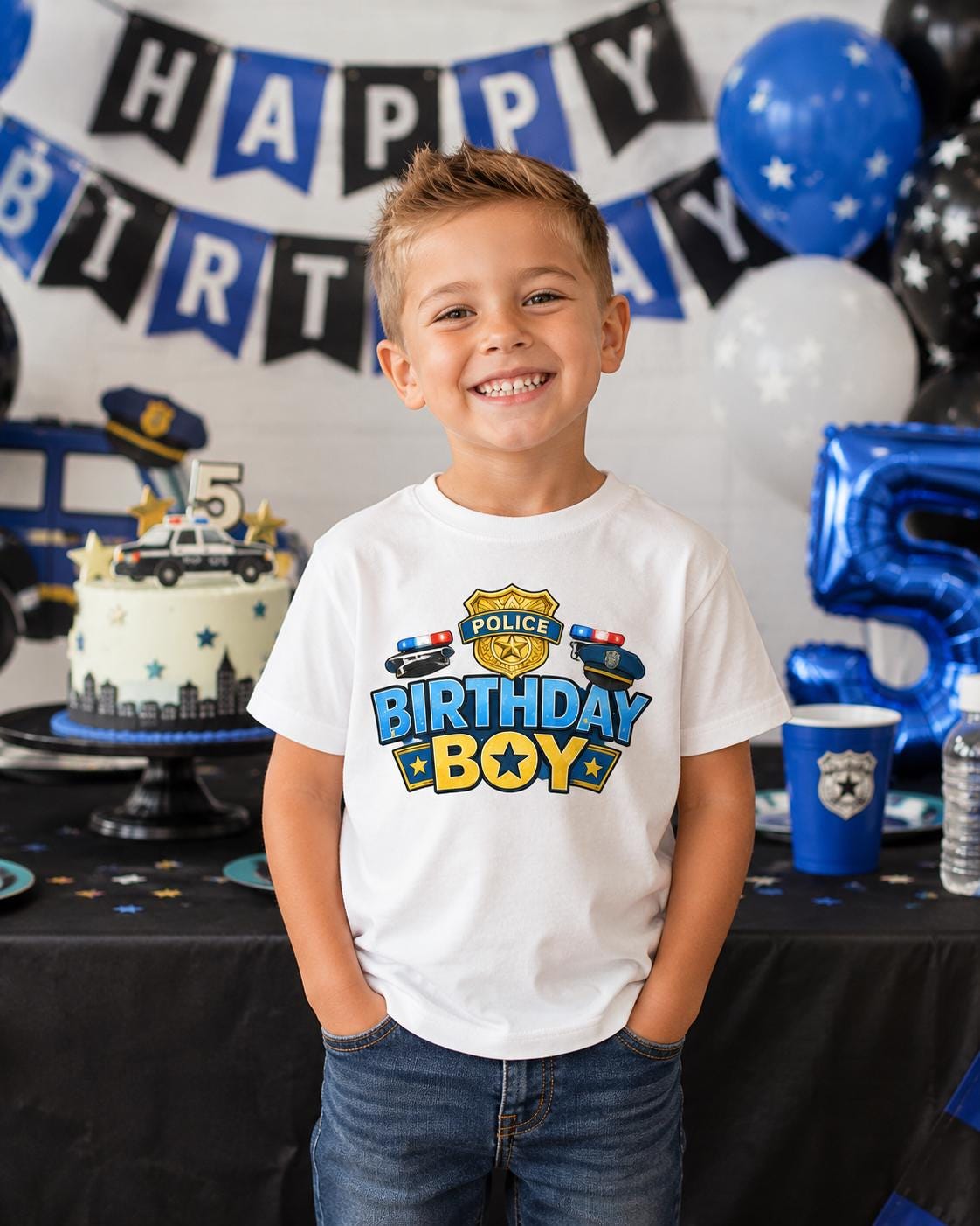 Birthday Boy Police Shirt | Police Birthday Shirt | Police Party Outfit | Birthday Boy Tee | Police Birthday Theme