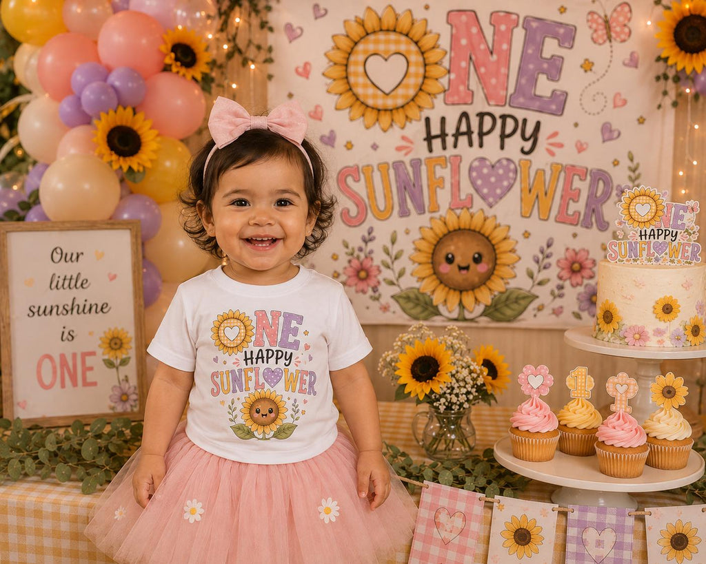 One Happy Sunflower Birthday Shirt | Sunflower 1st Birthday Shirt | Sunshine Birthday Outfit | Floral Birthday Girl Tee | First Birthday