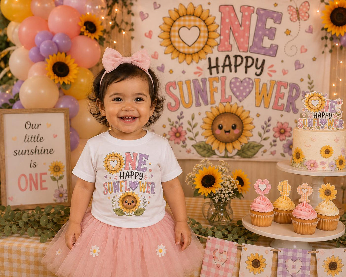 One Happy Sunflower Birthday Shirt | Sunflower 1st Birthday Shirt | Sunshine Birthday Outfit | Floral Birthday Girl Tee | First Birthday