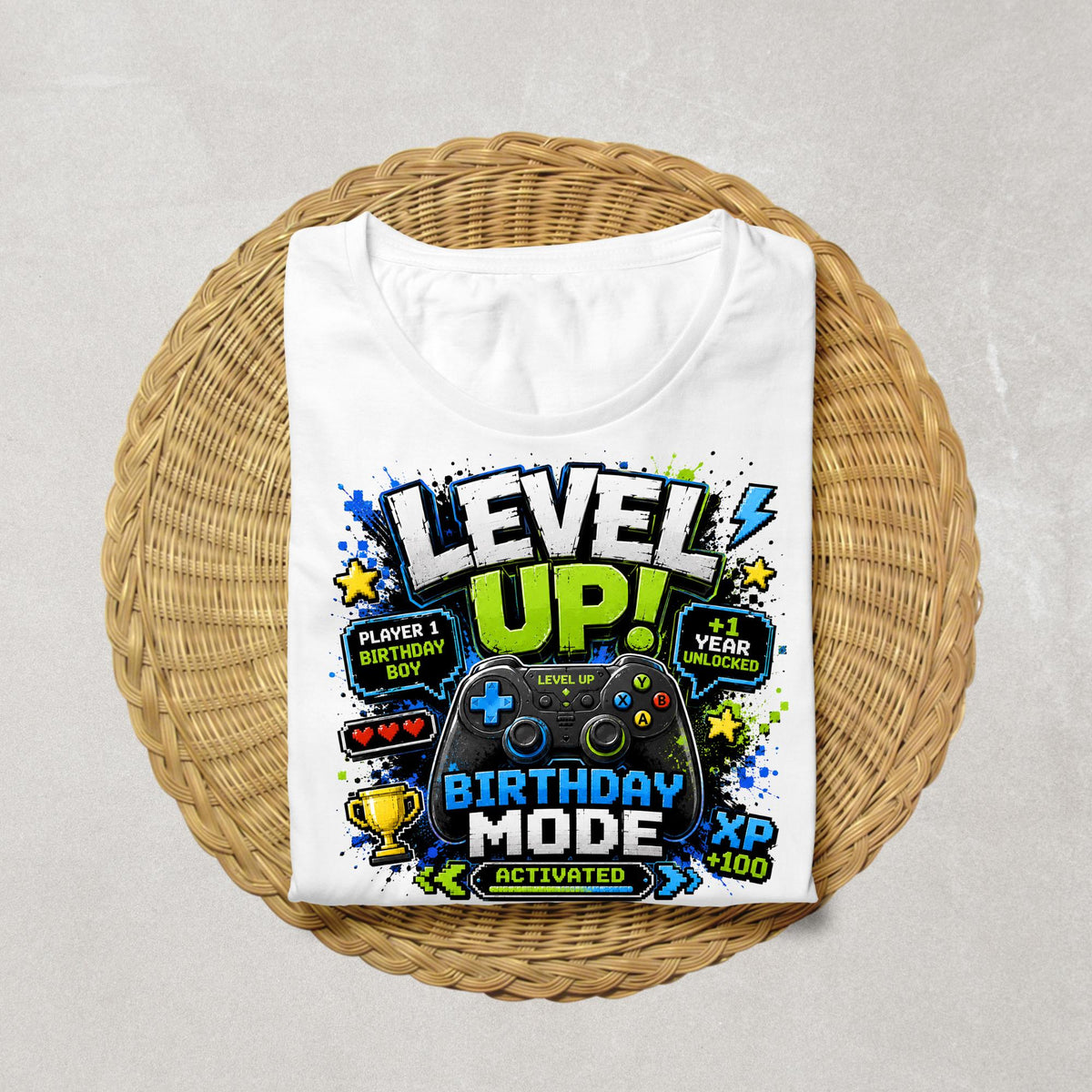 Level Up Birthday Shirt for Boys, Gamer Birthday Shirt, Video Game Birthday Outfit, Gaming Party Shirt, Birthday Mode Activated Tee