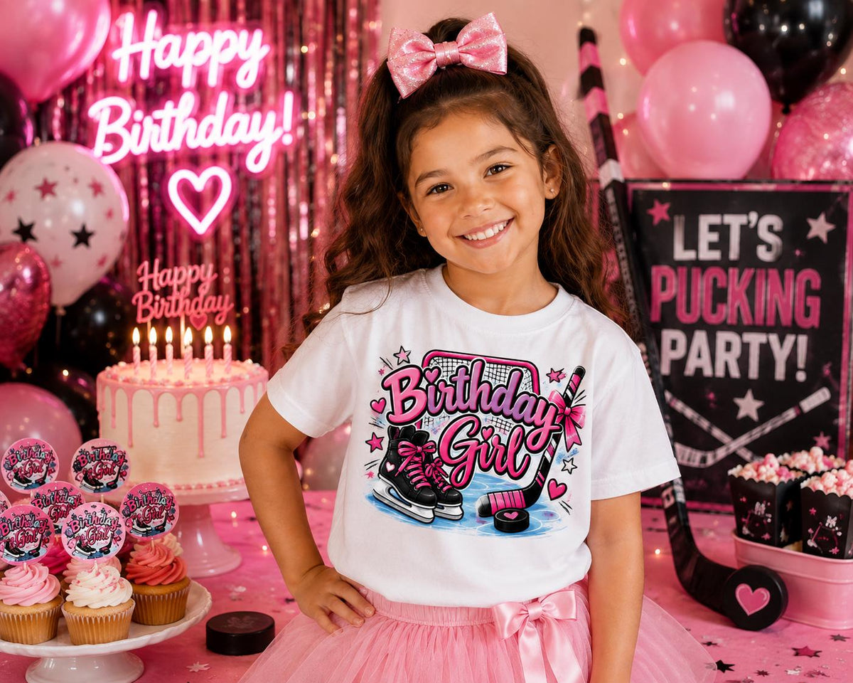 Hockey Birthday Girl Shirt, Girls Hockey Birthday Shirt, Hockey Party Outfit, Ice Hockey Birthday Tee, Girl Hockey Player Shirt