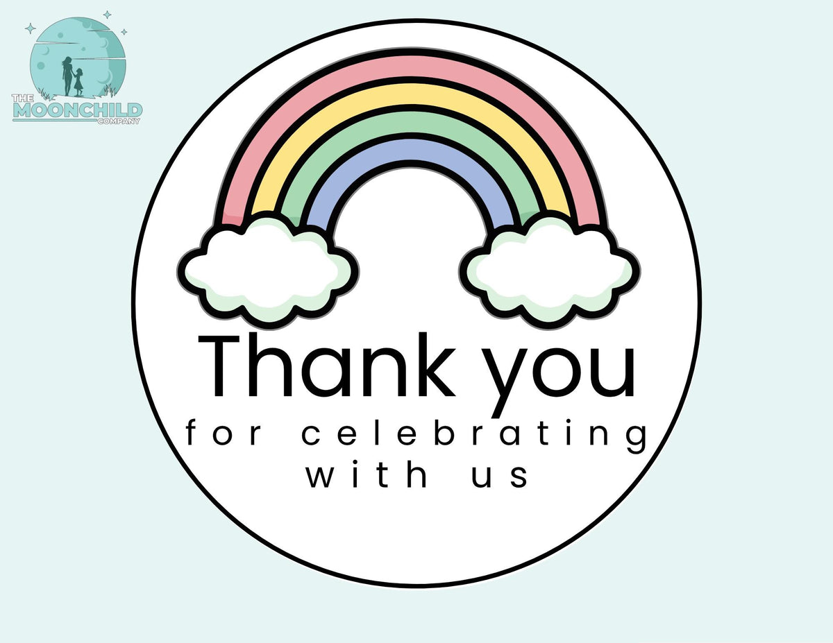 Rainbow Thank You Cupcake Toppers & Favor Tags | Rainbow Birthday Party Decorations | Cupcake Picks | Goodie Bag Tags | Party Extras