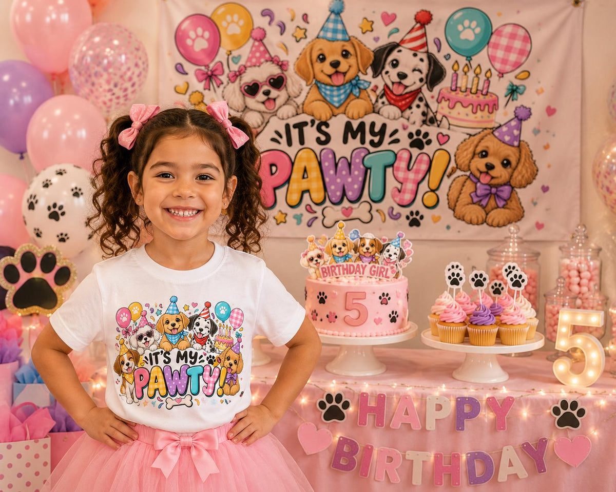 Puppy Birthday Shirt, It’s My Pawty Shirt, Dog Birthday Party Shirt, Puppy Party Birthday Girl Shirt, Cute Kids Birthday Tee