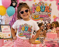 Four and Ready for More Shirt, 4th Birthday Girl Shirt, Retro Birthday Shirt, Groovy 4th Birthday Outfit, Four Birthday Girl Tee
