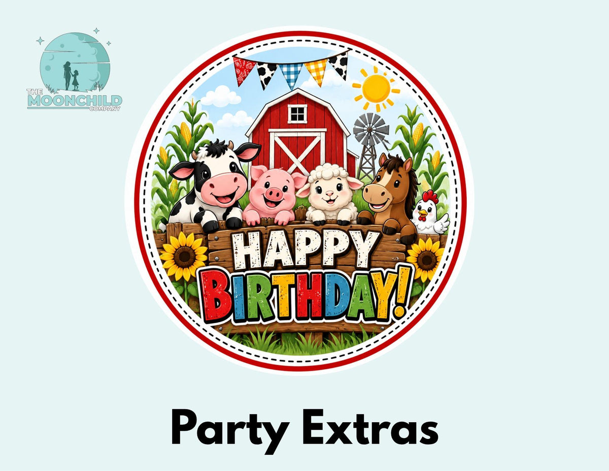 Farm Birthday Party Decorations, Farm Cupcake Toppers, Barnyard Birthday Stickers, Farm Favor Tags, Farm Animal Party Supplies
