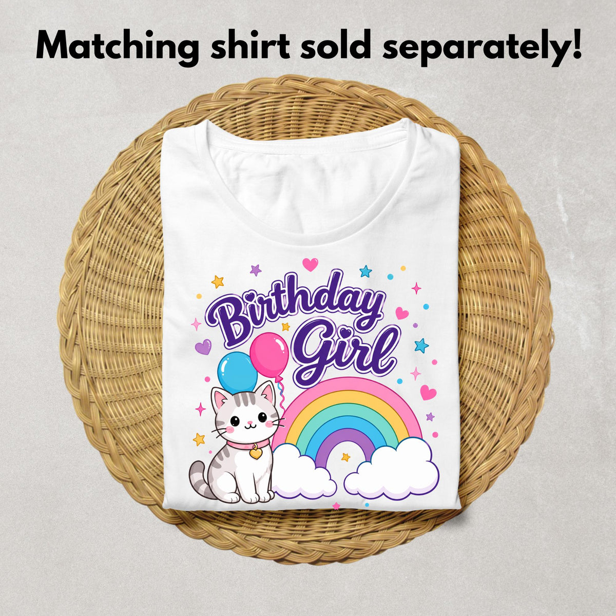 Personalized Rainbow Cat Cake Topper | Custom Name & Age Birthday Cake Decoration | Pastel Birthday Party Decor | Cute Kitten Cake Topper