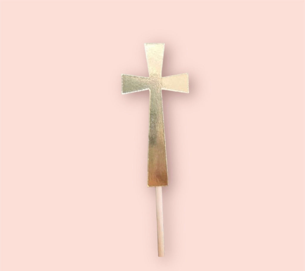 Gold Cross Cupcake Toppers – Baptism Cupcake Picks – Religious Cupcake Decorations – Christening Party Decor – Communion Dessert Toppers
