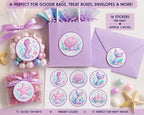Mermaid Party Stickers | Mermaid Birthday Favor Stickers | Goodie Bag Labels | Treat Box Seals | Matte or Glossy | 16 Stickers