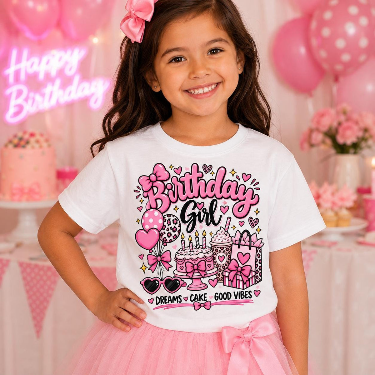 Birthday Girl Shirt, Pink Birthday Shirt for Girls, Girly Birthday Outfit, Bow Birthday Shirt, Cute Girls Birthday Party Tee
