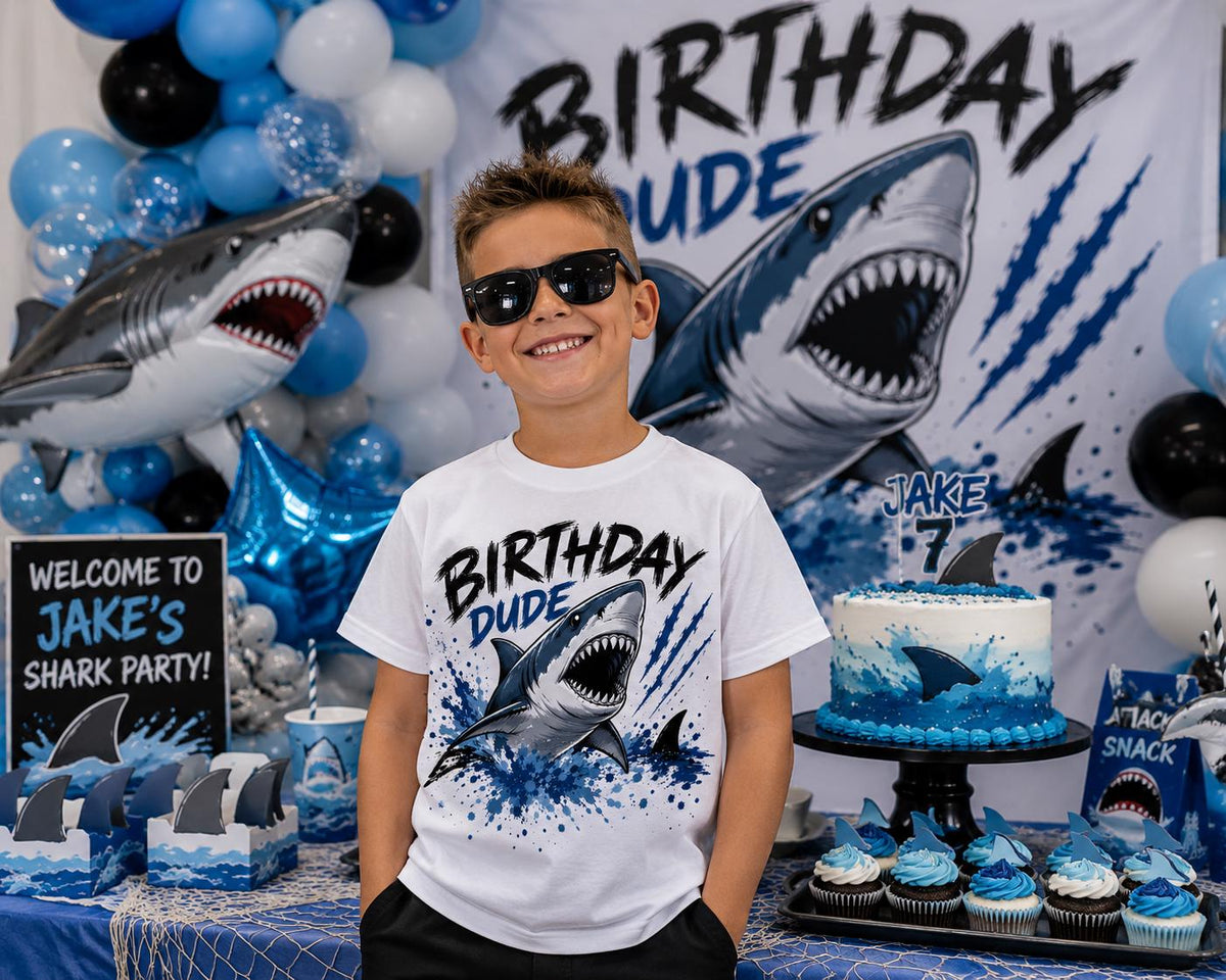 Birthday Dude Shark Shirt | Shark Birthday Shirt | Shark Birthday Boy Outfit | Ocean Birthday Party Shirt | Boys Birthday Tee