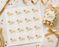 Golden Birthday Party Stickers | 16 Matching Favor Stickers | Treat Bag Labels | Matte or Glossy Finish