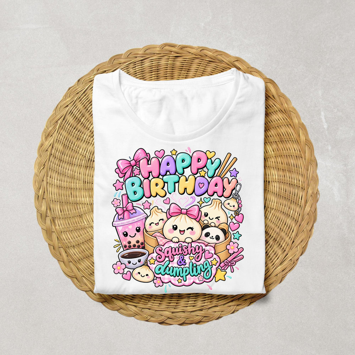 Dumpling Birthday Shirt Girl, Kawaii Birthday Shirt, Cute Food Birthday Tee, Boba Birthday Shirt, Squishy Birthday Party Outfit for Kids