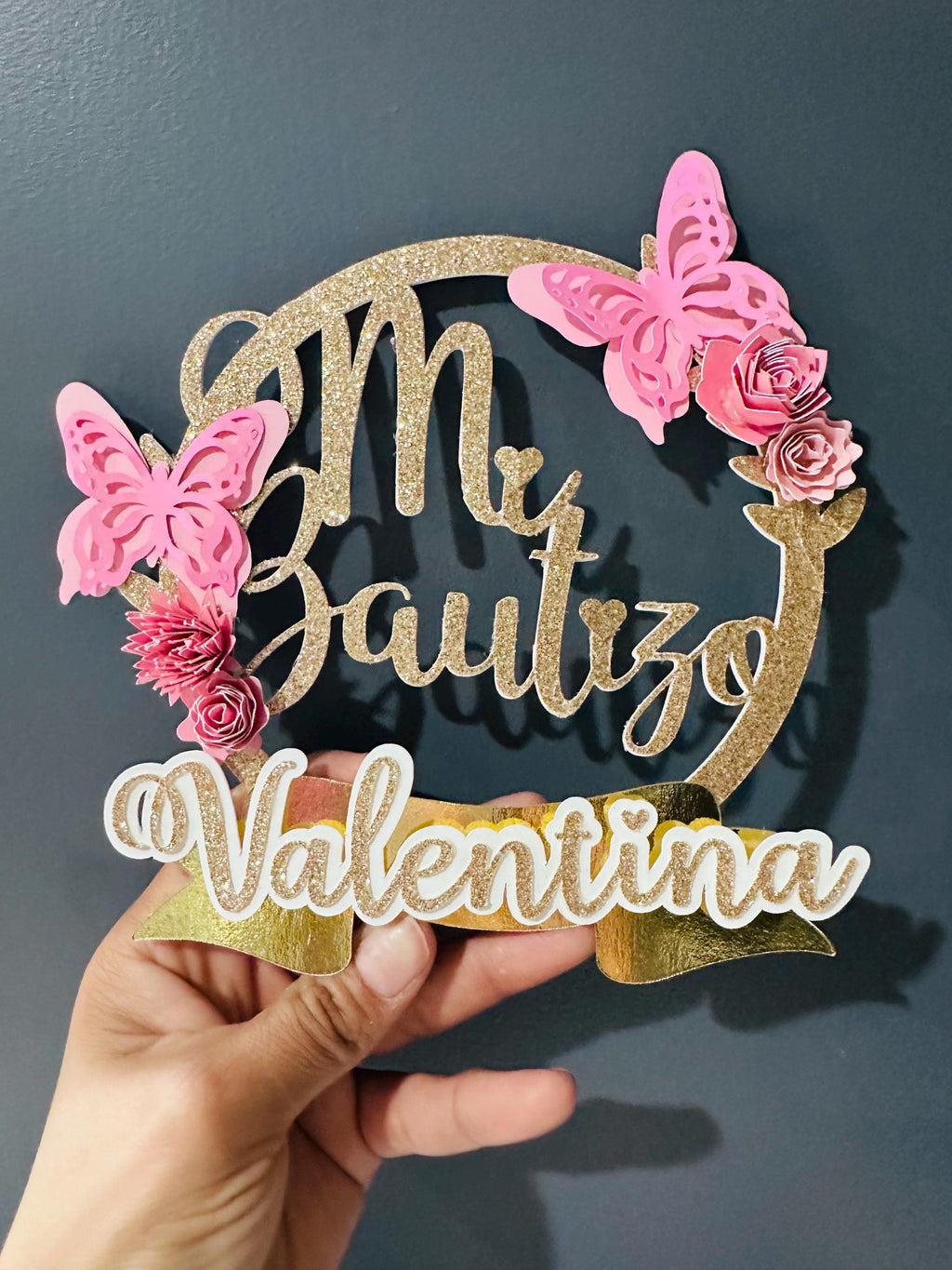 Mi Bautizo Cake Topper – Baptism Cake Topper – Personalized Baptism Decor – Bautizo Decoration – Spanish Baptism